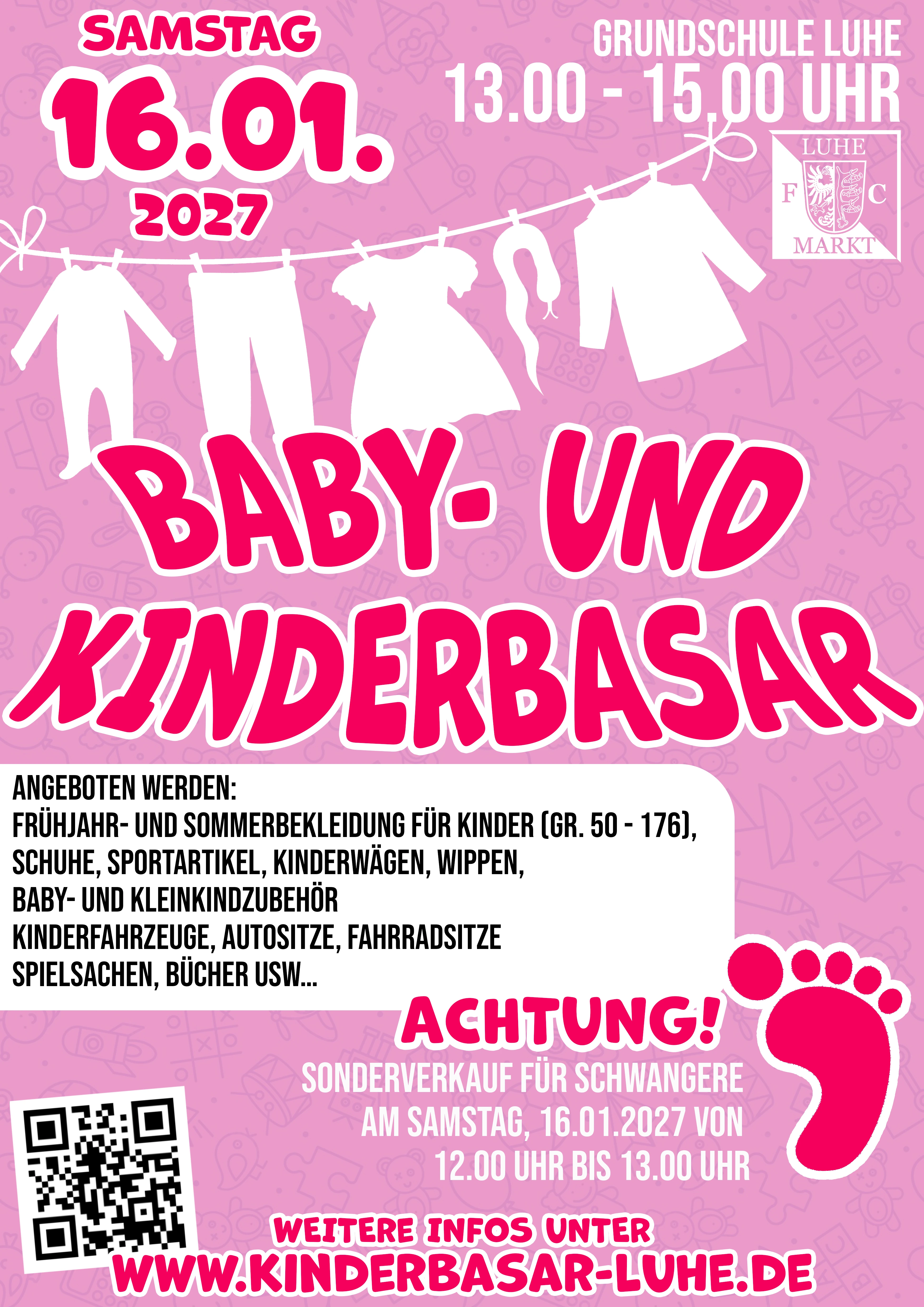Plakat Baby- und Kinderbasar am 16.01.2027